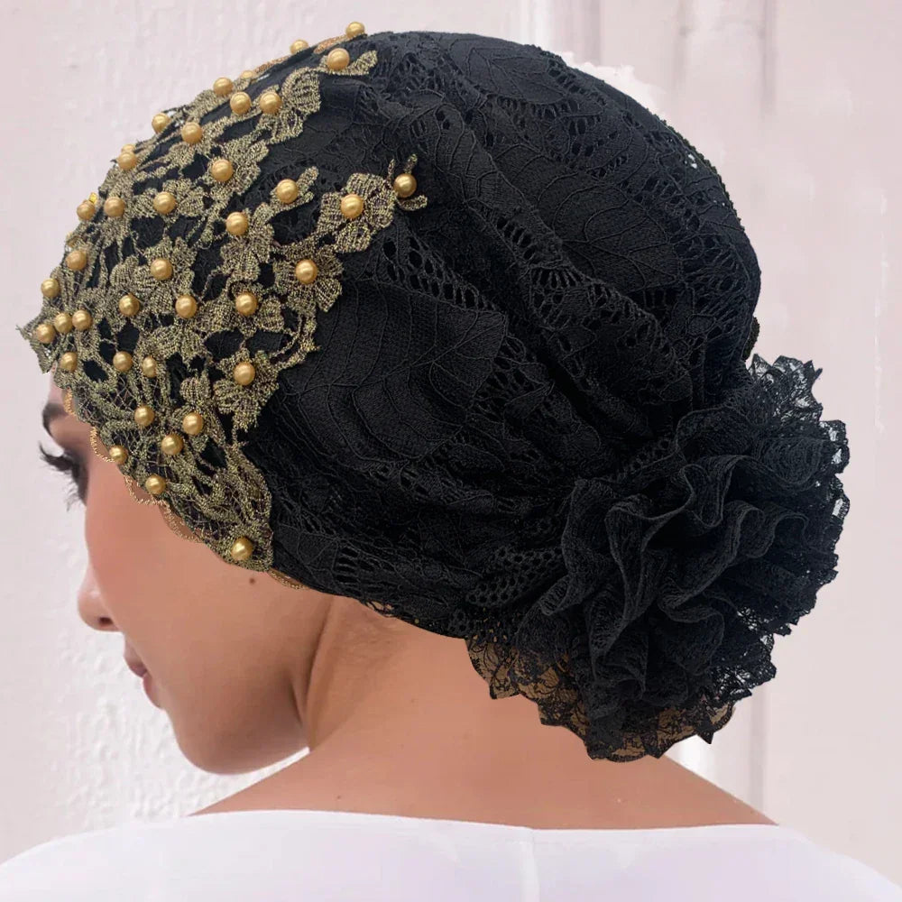 Embroidery Beading Turban Cap - Palm and Thread