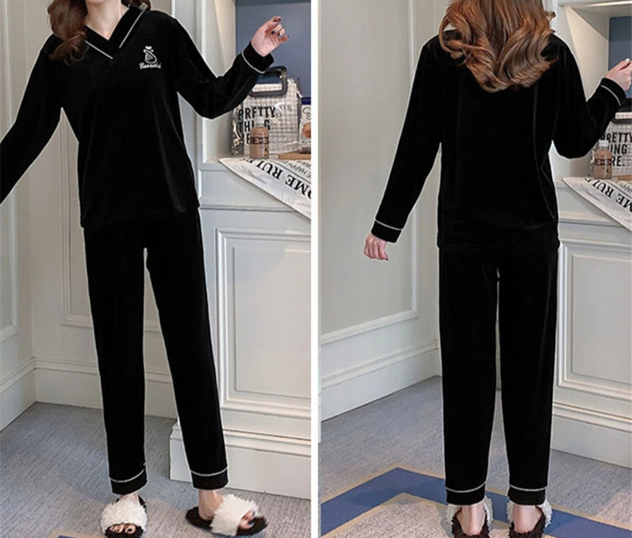 Velvet Loose Long Sleeve Pajama - Palm and Thread