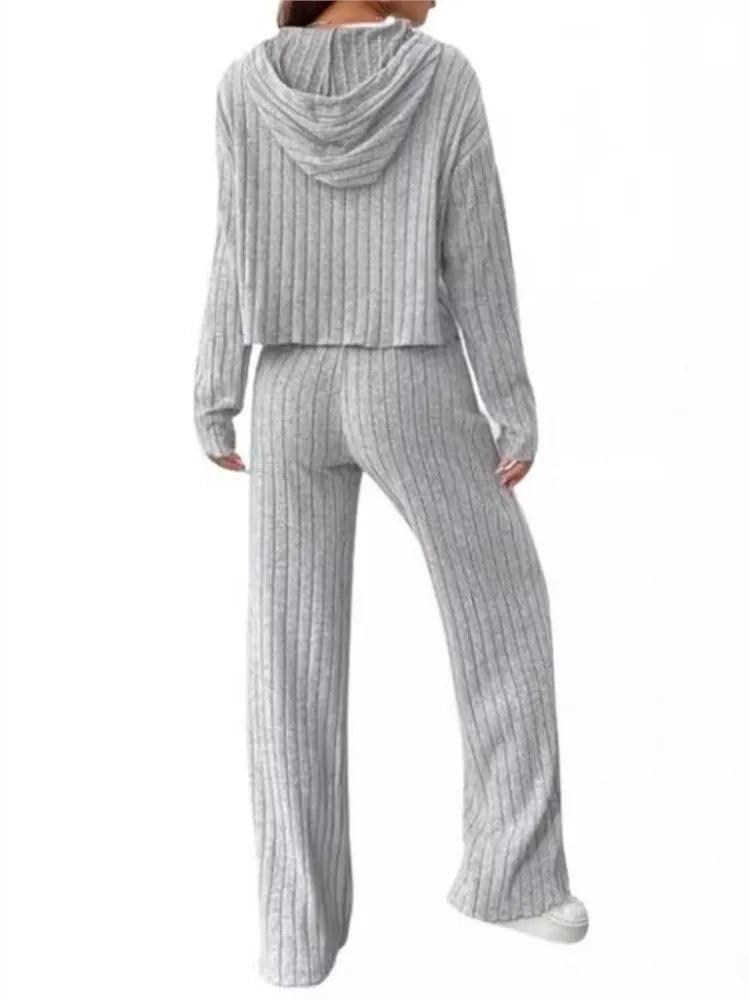 New Striped Hooded Sweatshirt+ Long Pant Matching Set - Palm and Thread