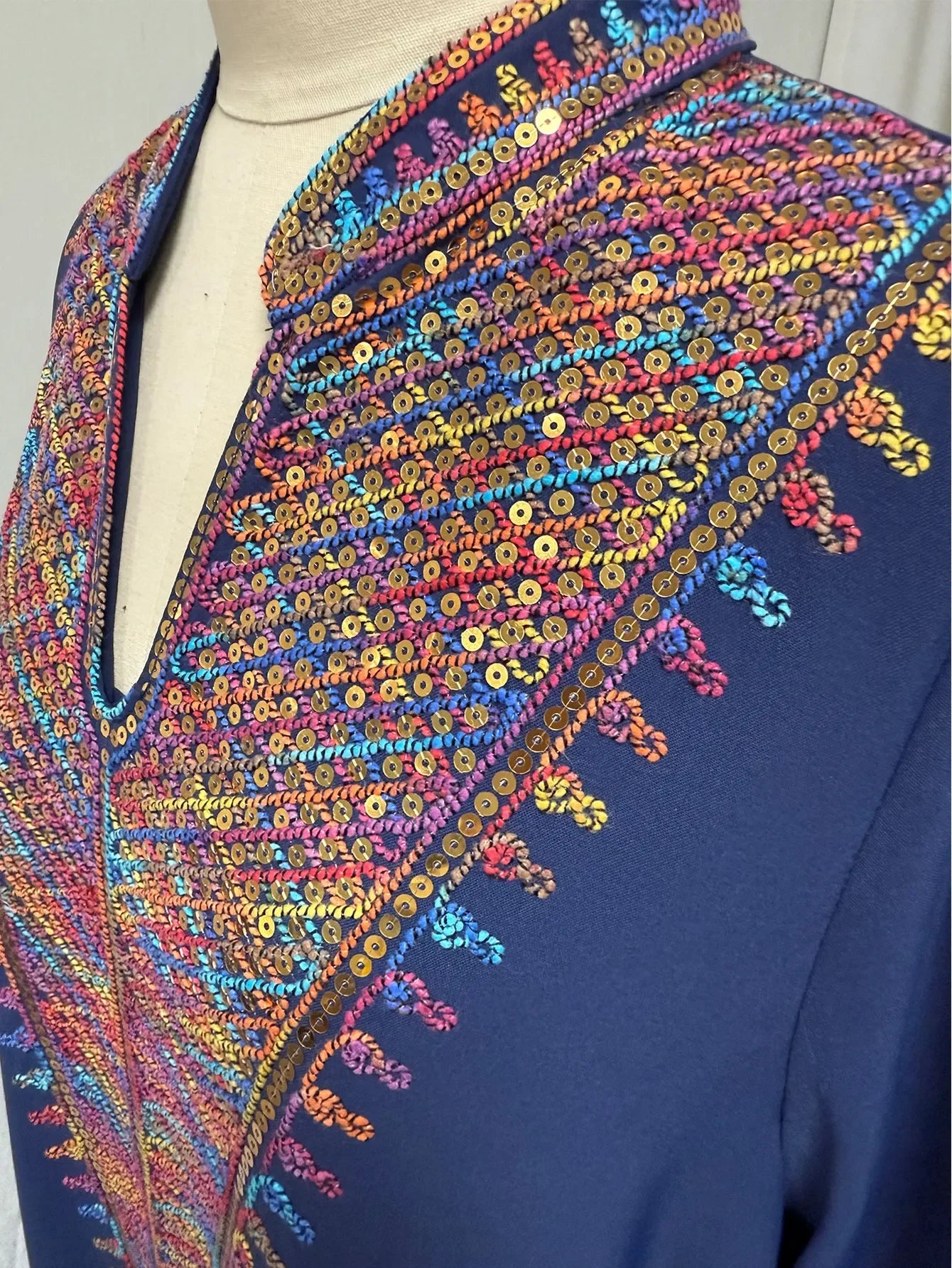 Trendy Adorned with Intricate Multicolored Embroidery Abaya - Palm and Thread