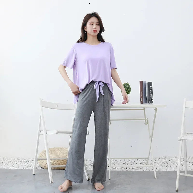Summer two-piece comfortable pajama set - Palm and Thread