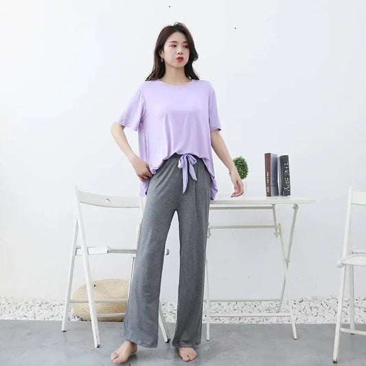 Summer two-piece comfortable pajama set - Palm and Thread