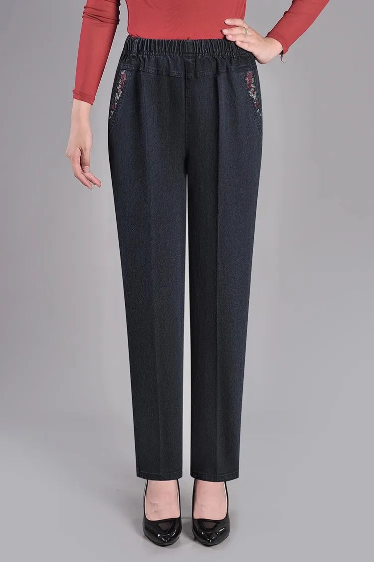 Embroidery Straight Jeans Pant - Palm and Thread