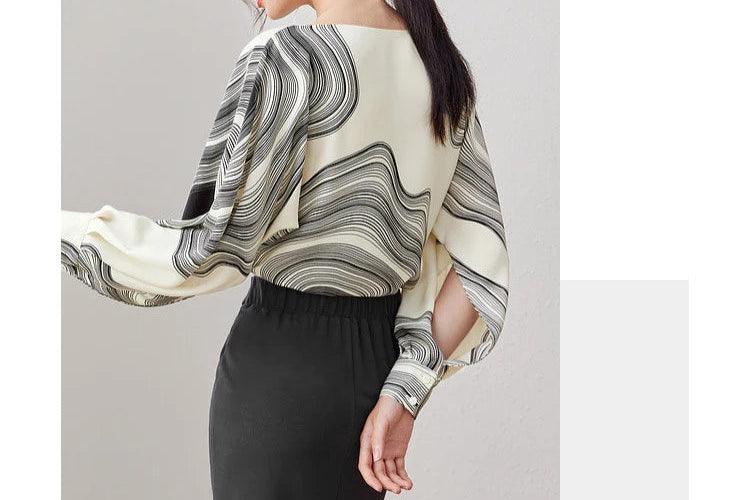 Printing Chiffon Elegant Blouse - Palm and Thread