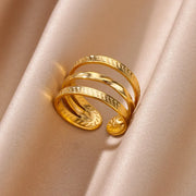 Stainless Steel Chunky Wide Ring - Palm and Thread