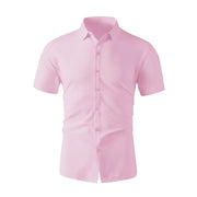 Business Casual Solid Color Short Sleeved Shirt - Palm and Thread