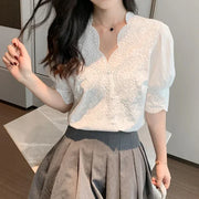 Lace Embroidery Blouse - Palm and Thread