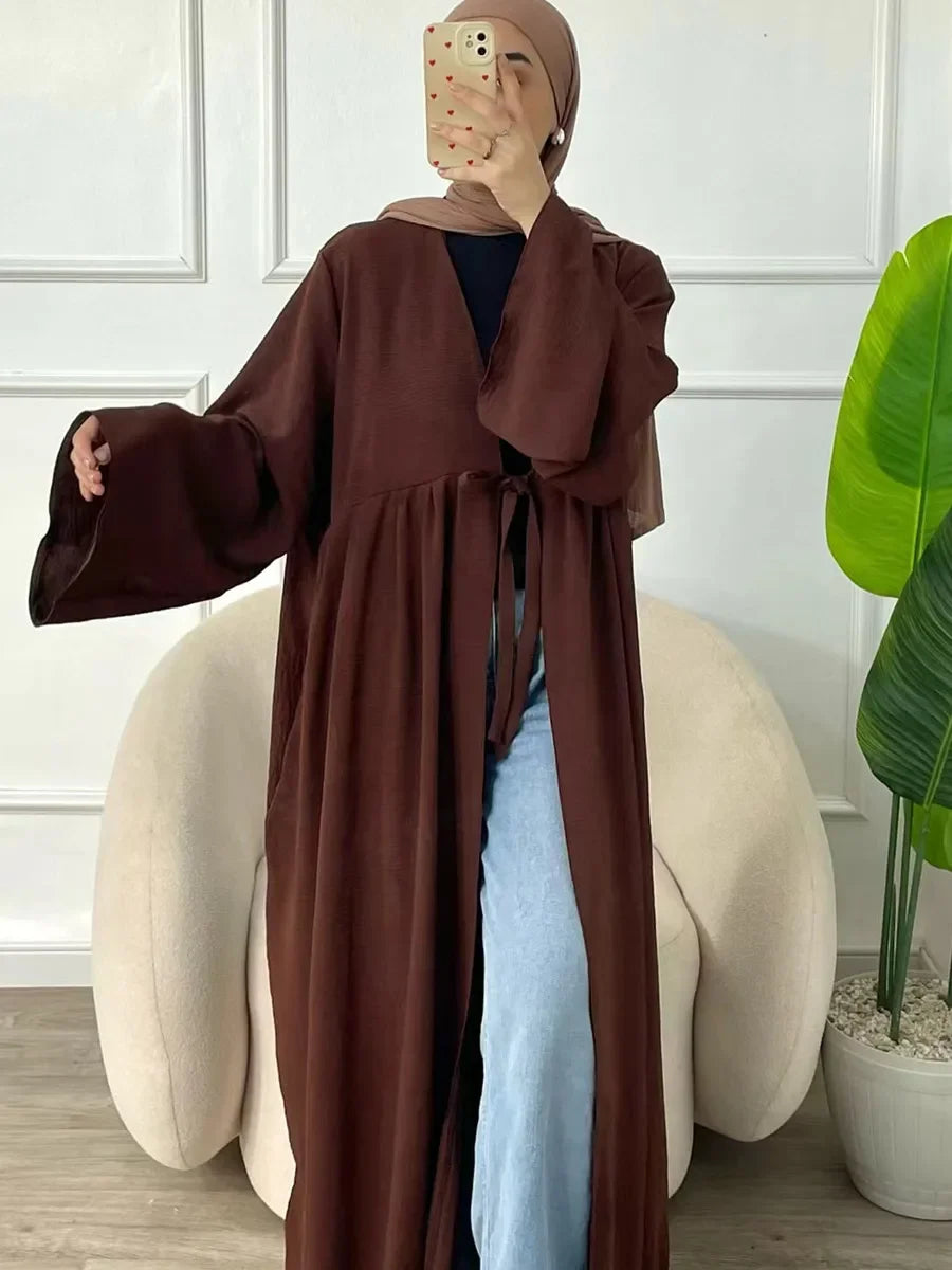 vestidos Loose Lace-ups Cardigan Abaya - Palm and Thread