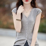 Knitted Suspenders Sleeveless V-Neck Cardigan - Palm and Thread