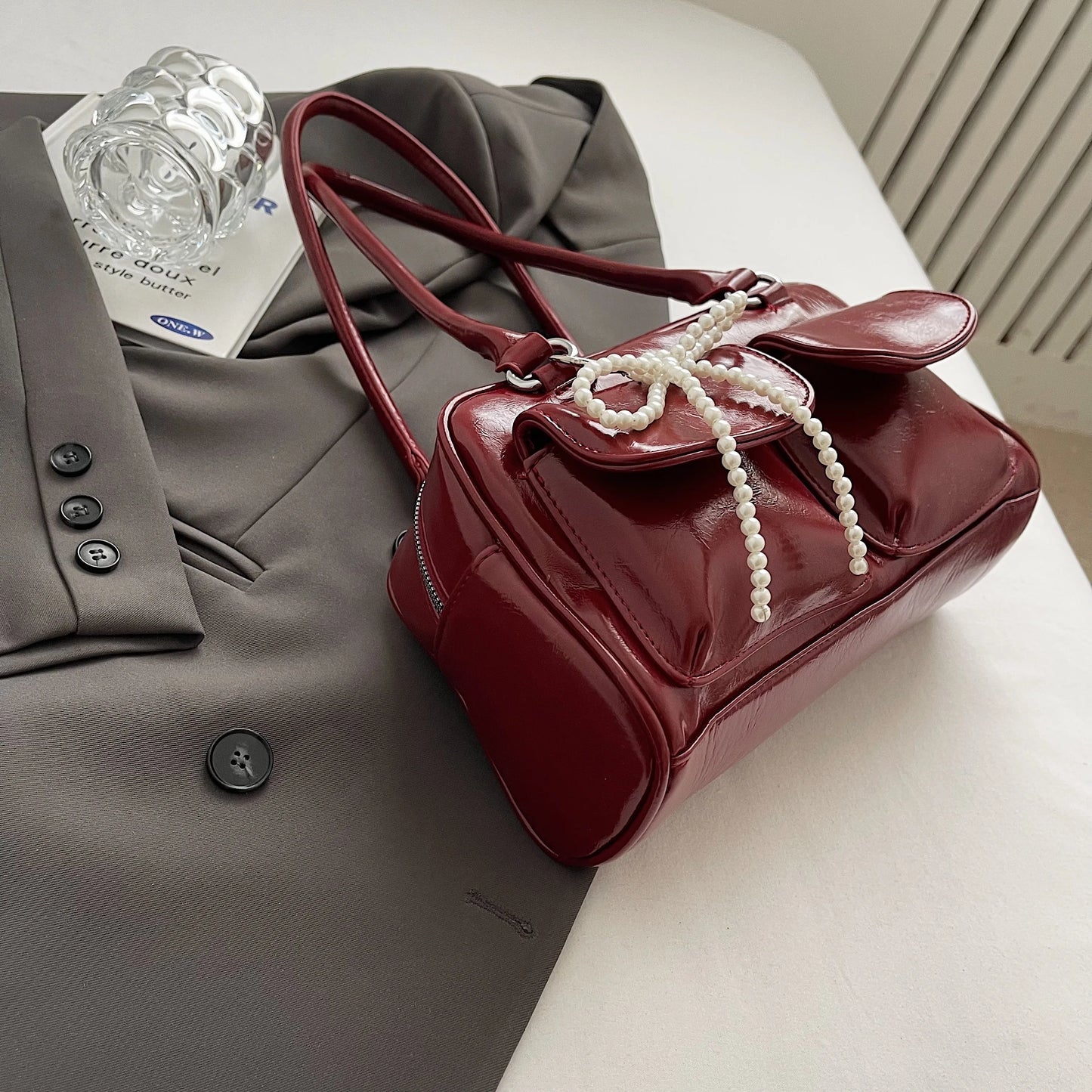Trendy Bow Underarm Pillow Bag
