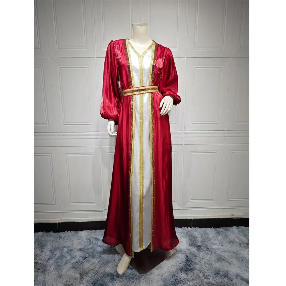 Satin Open Abaya - Palm and Thread