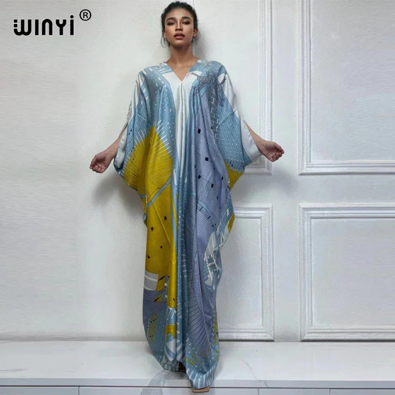 Boho print Beach Maxi Dress abaya - Palm and Thread