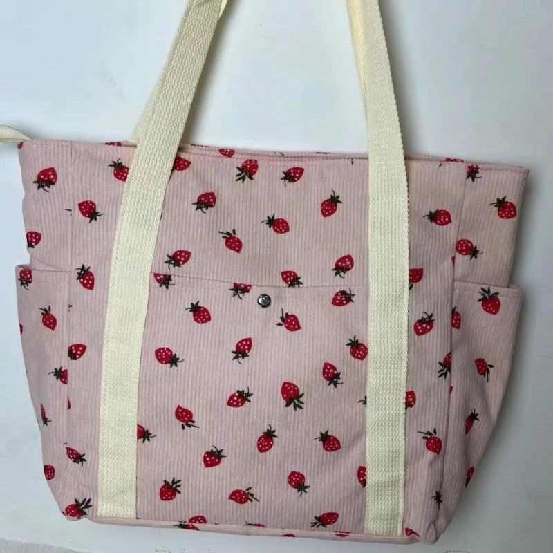 Beautiful Corduroy Strawberry Shoulder Bag - Palm and Thread