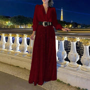 V-Neck Long Sleeved Elegant Jumpsuit - Palm and Thread