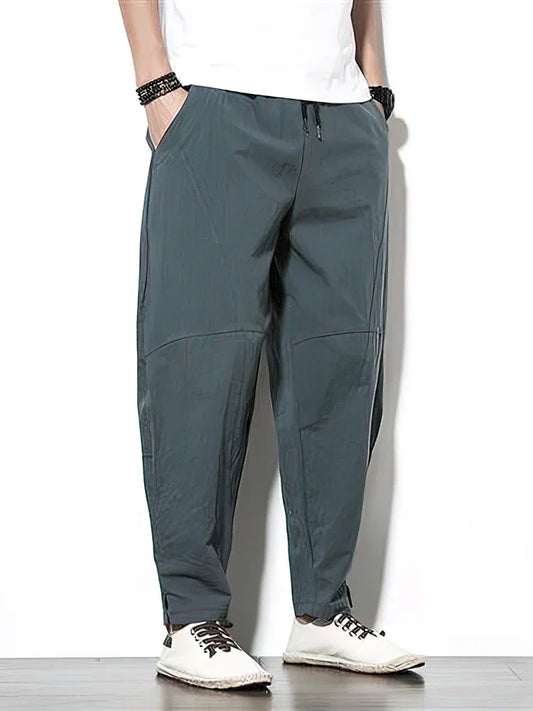 Cotton Linen Baggy Casual Trouser - Palm and Thread