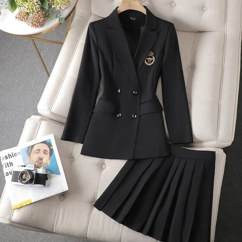 Pleated Jacket + Mini Skirt Matching Set - Palm and Thread