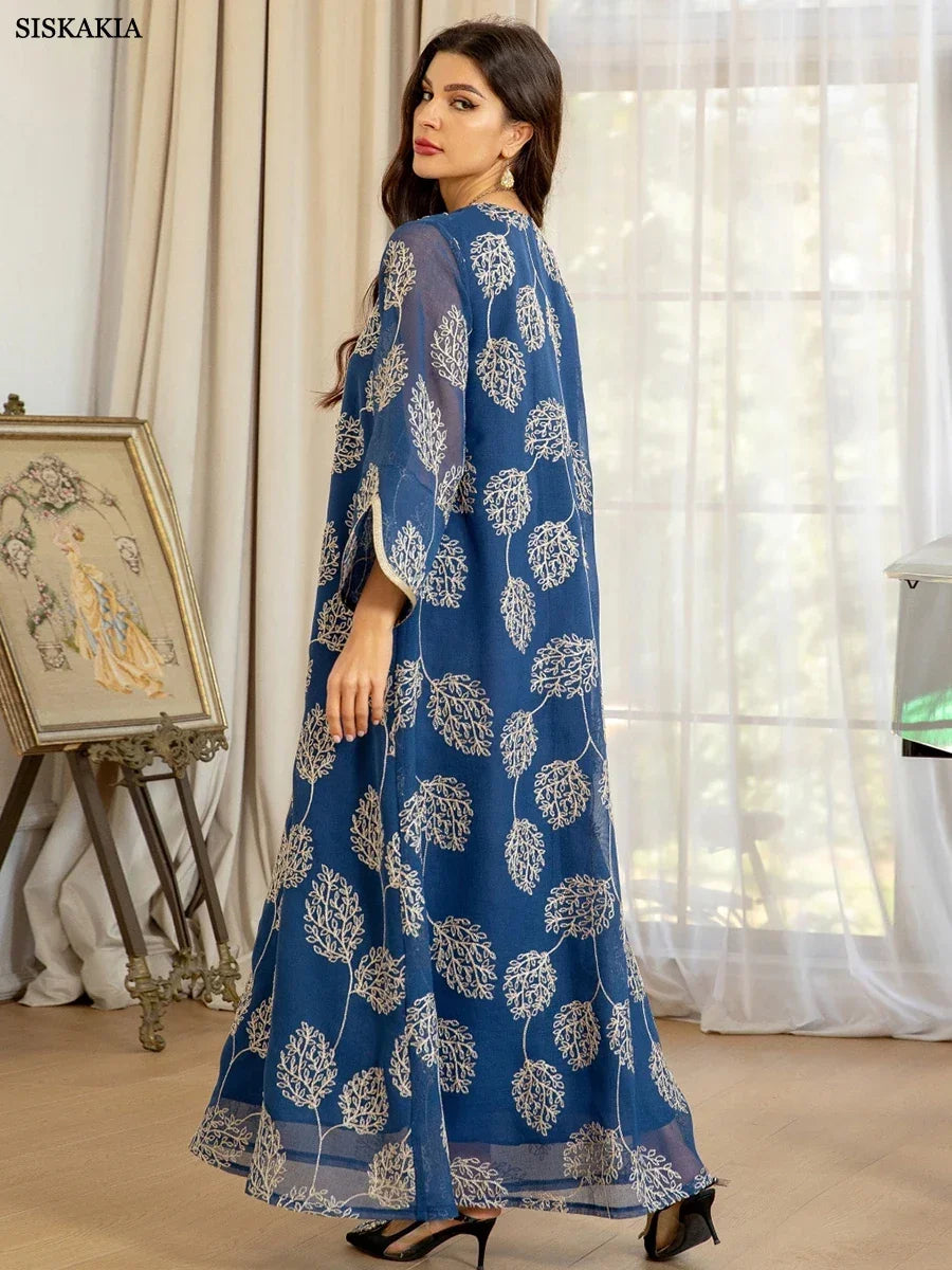 Mesh Embroidery Diamonds Elegant Abaya - Palm and Thread