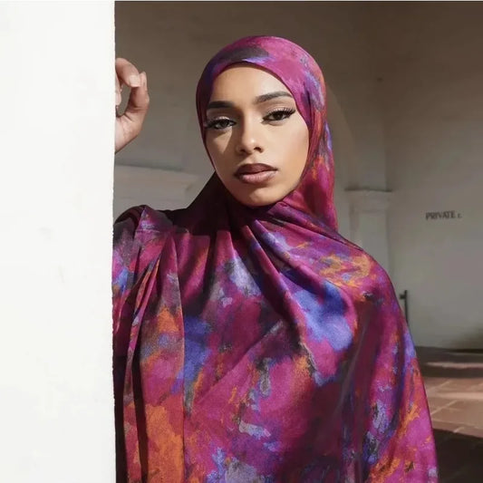 Water Print Shawl Chiffon Silk Hijab - Palm and Thread