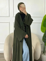vestidos Loose Lace-ups Cardigan Abaya - Palm and Thread