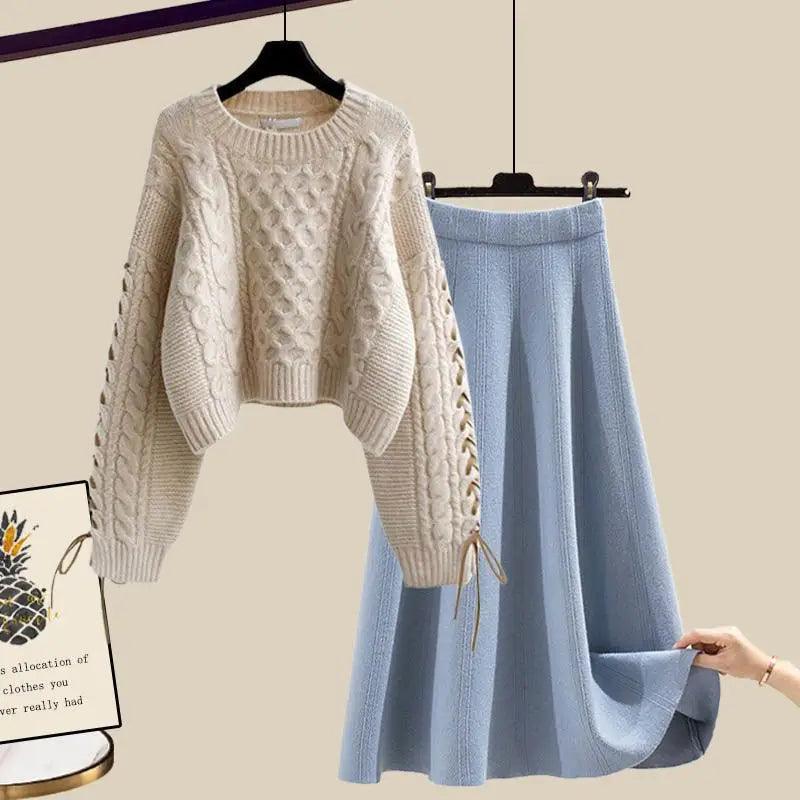 Loose Sweater High Waist Mid Length Half Skirt Matching Set - Palm and Thread