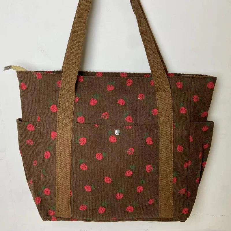 Beautiful Corduroy Strawberry Shoulder Bag - Palm and Thread