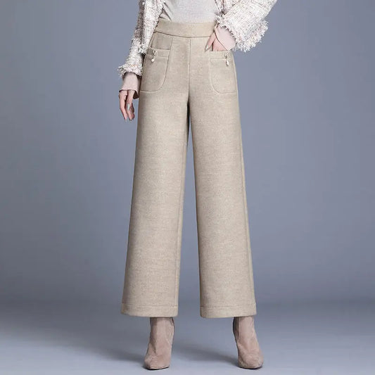 Elegant Thick Woolen Straight Pant - Palm and Thread