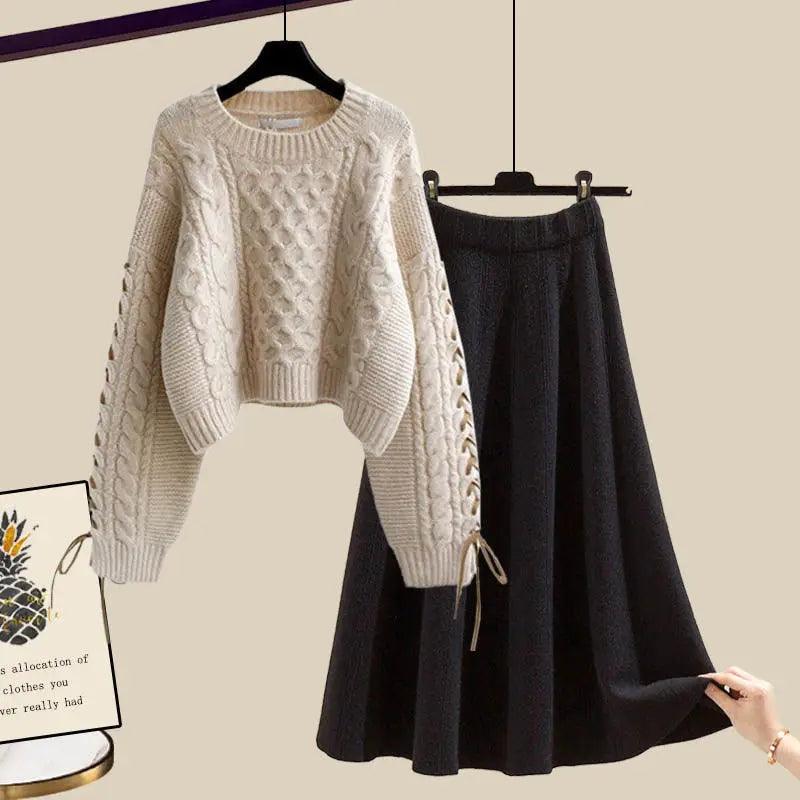 Loose Sweater High Waist Mid Length Half Skirt Matching Set - Palm and Thread