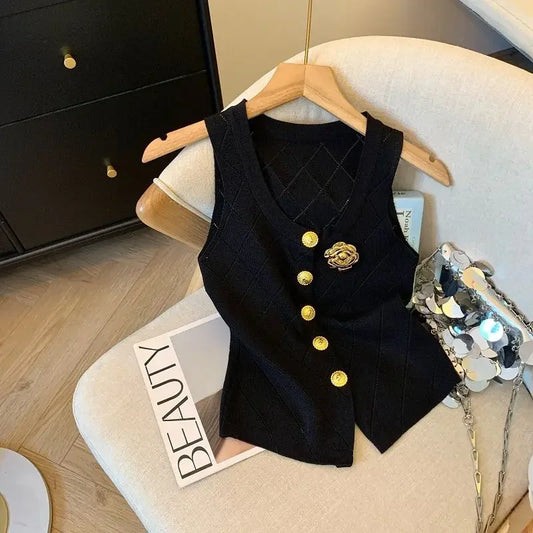 Stylish Vintage Elegant Knitted Vest - Palm and Thread