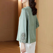 Green Long Sleeve Embroidery Shirt - Palm and Thread