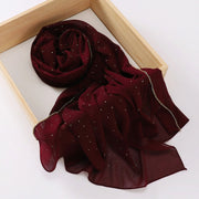 Rhinestone Edge Chiffon Hijab Elegant Breathable Sunscreen Head Wrap - Palm and Thread