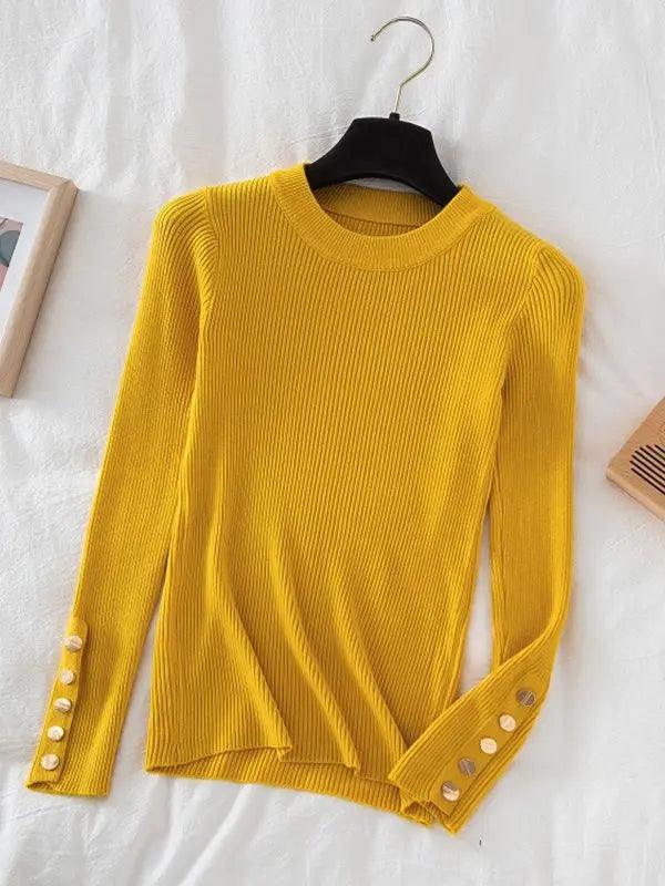 Thick sweater pullovers button o-neck chic top - Palm and Thread