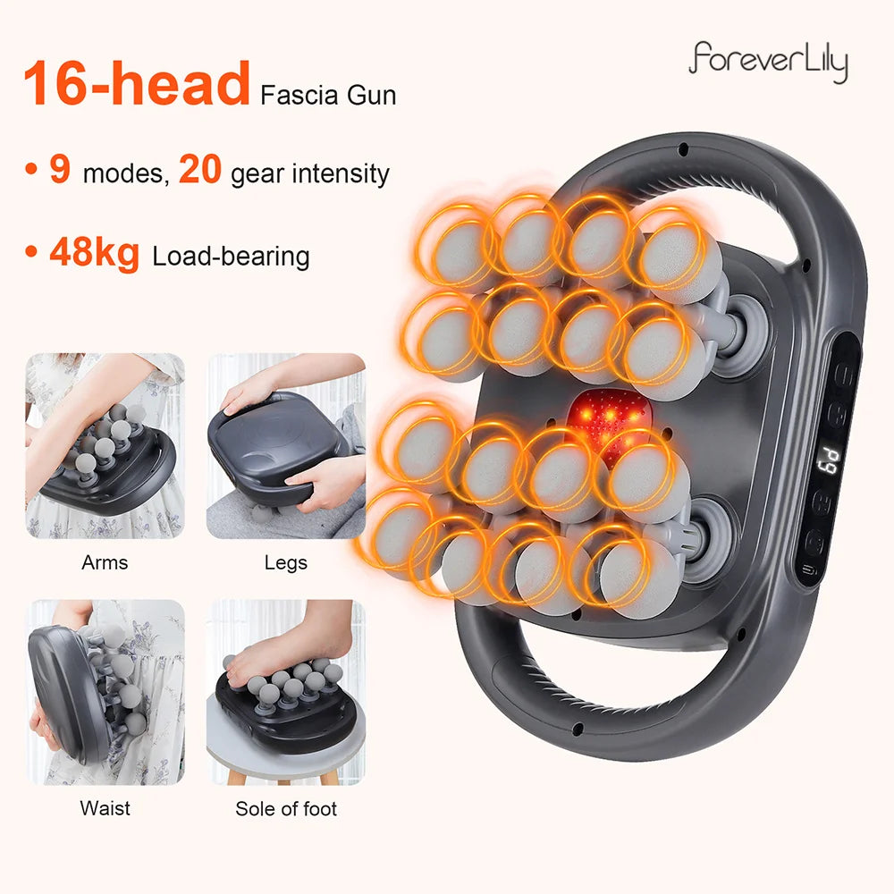 High-Frequency Gun Vibration Body Massage- 16 Head - Palm and Thread