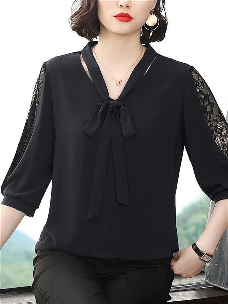 Casual Bow Tie Collar blouse - Palm and Thread