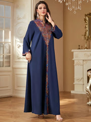 Trendy Adorned with Intricate Multicolored Embroidery Abaya - Palm and Thread