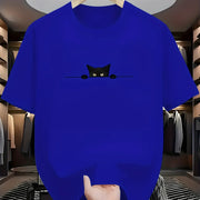 Fashionable Casual Loose Large Cute Cat Pattern Printed T-shirt Top - Palm and Thread