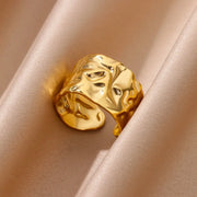 Stainless Steel Chunky Wide Ring - Palm and Thread