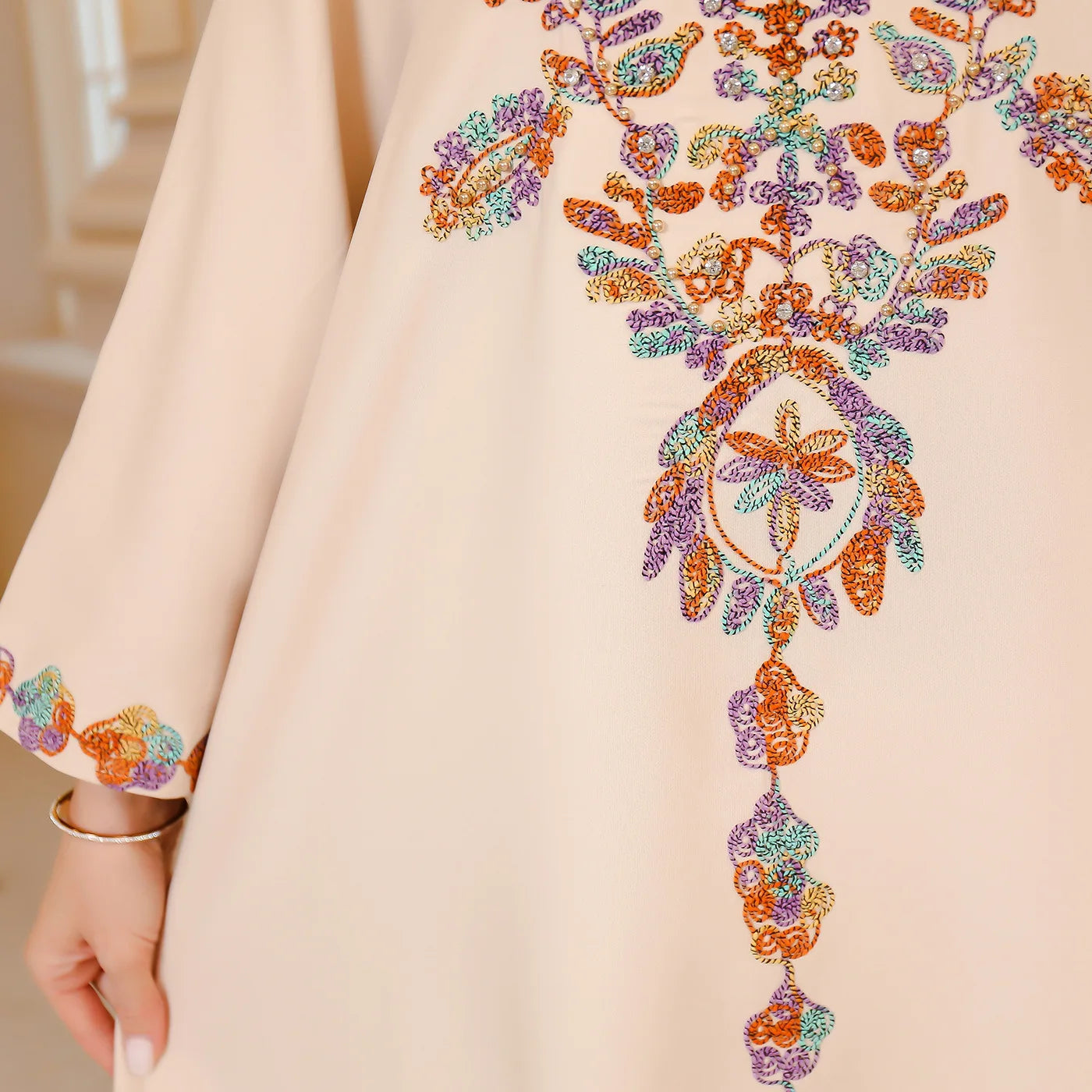 Diamond Embroidery Fashionable Abaya - Palm and Thread