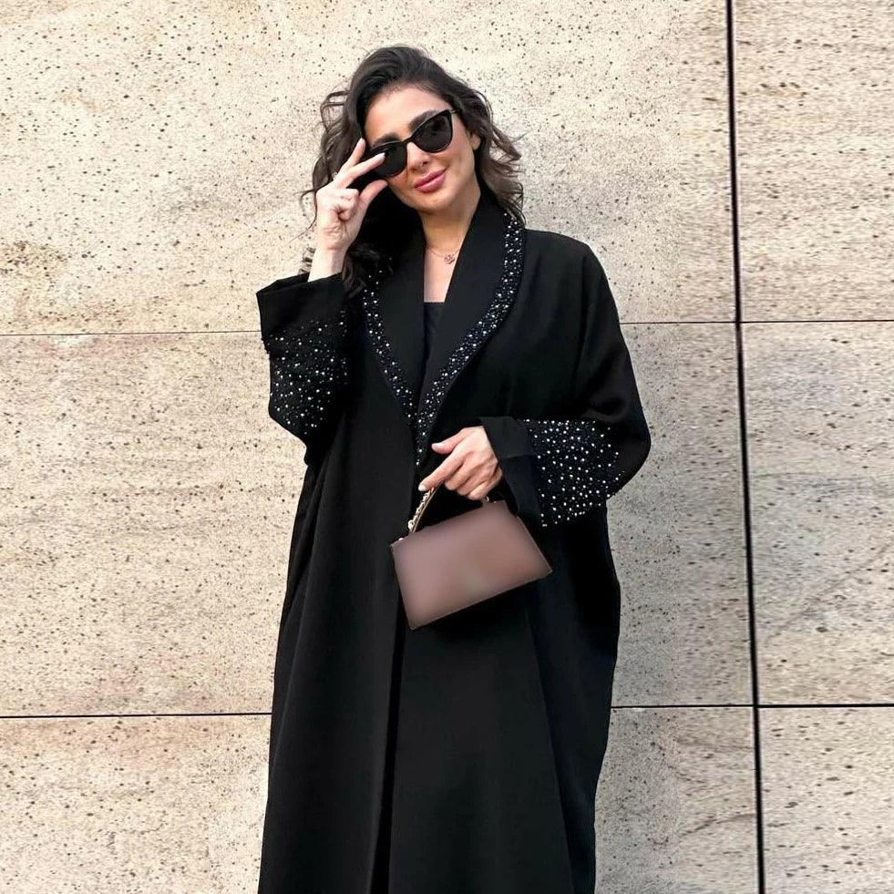 Diamonds Black Kimono Abaya - Palm and Thread