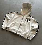 New embroidered retro pattern zipper hoodie