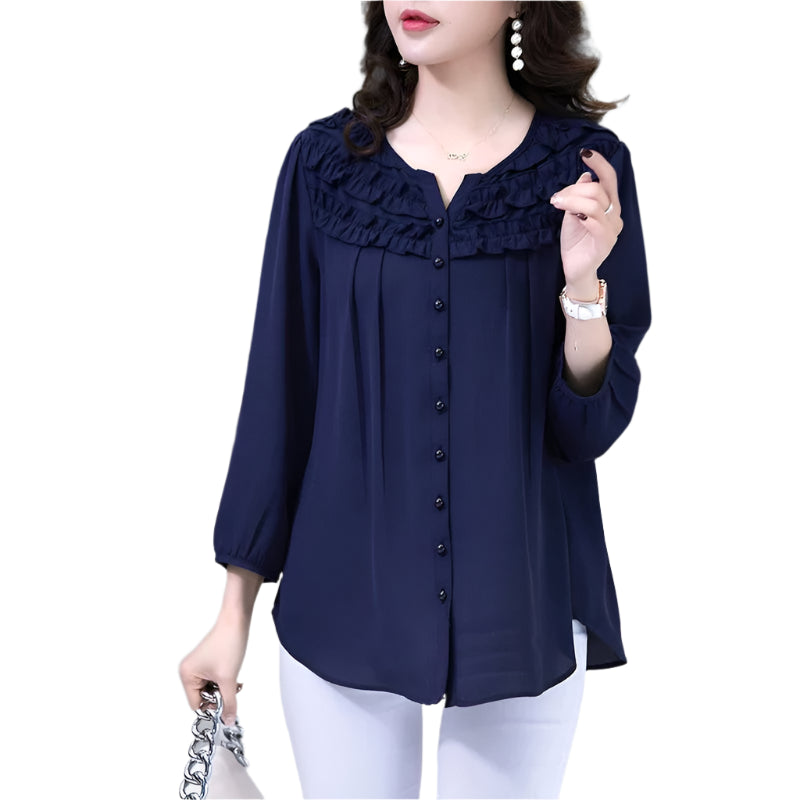 Elegant Chic Sweet Ruffle Chiffon Blouse - Palm and Thread