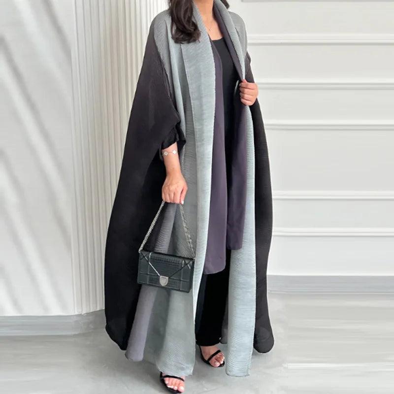 Miyake Folds Bandage Batwing Sleeve Coat Abaya - Palm and Thread