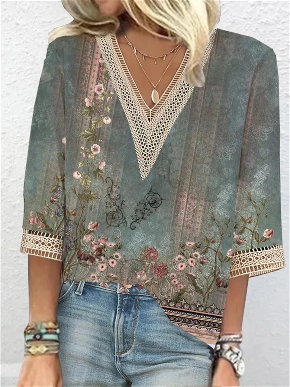 Elegant Top Casual Loose Blouse - Palm and Thread