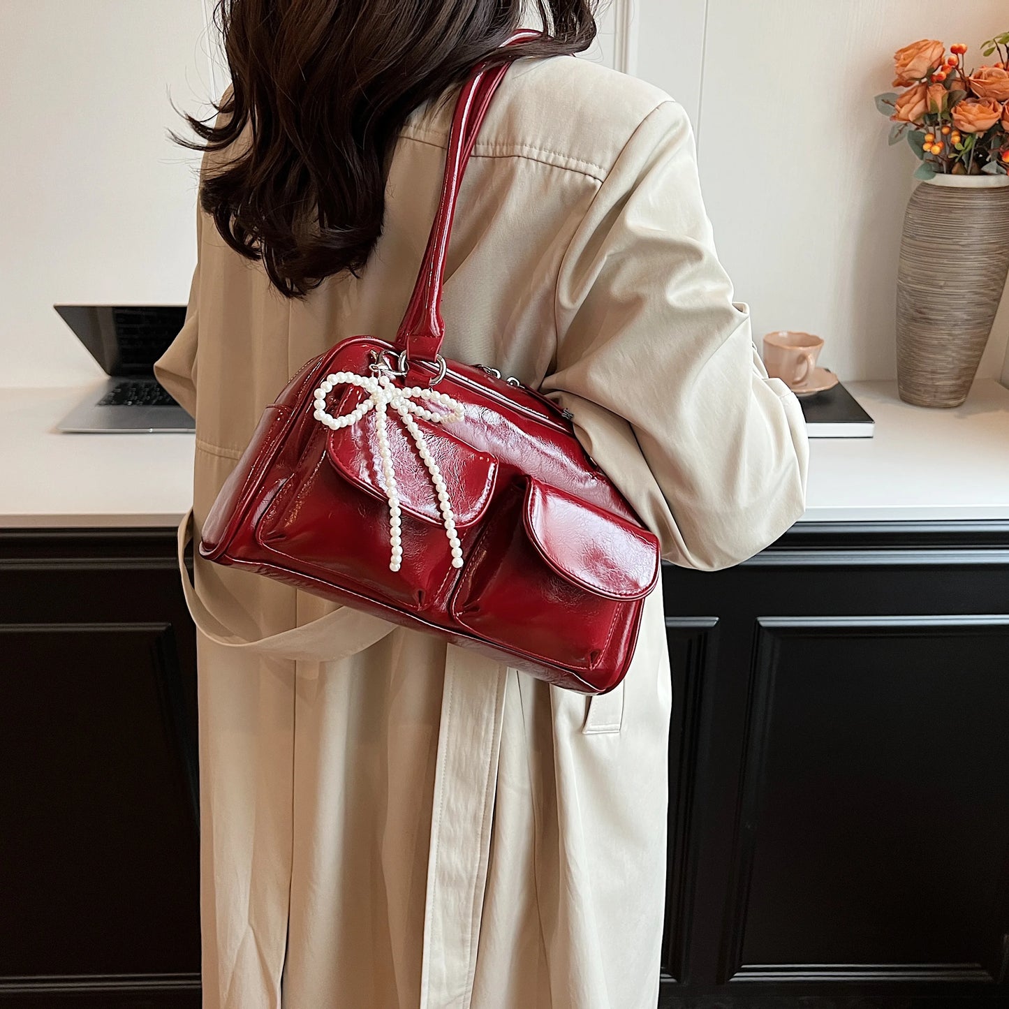 Trendy Bow Underarm Pillow Bag