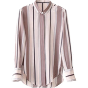 Striped Print Button Up Shirt Blouse - Palm and Thread