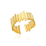White Zircon Flower Leaf Shape Stainless Steel Ring - Palm and Thread