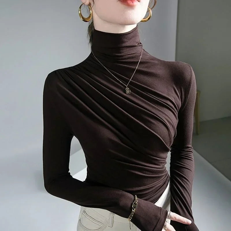 Pleated High Neck Blouse - Palm and Thread