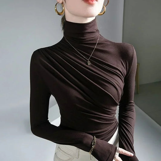 Pleated High Neck Blouse - Palm and Thread