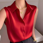 French-style Satin Polo Shirt - Palm and Thread