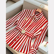 French High-end Red Stripe Blouse - Palm and Thread