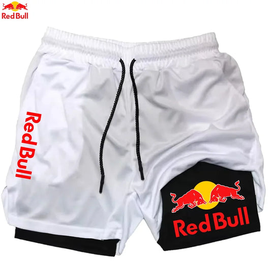 Red Bull Newest 2 in 1 Running Training Gym Short - Palm and Thread